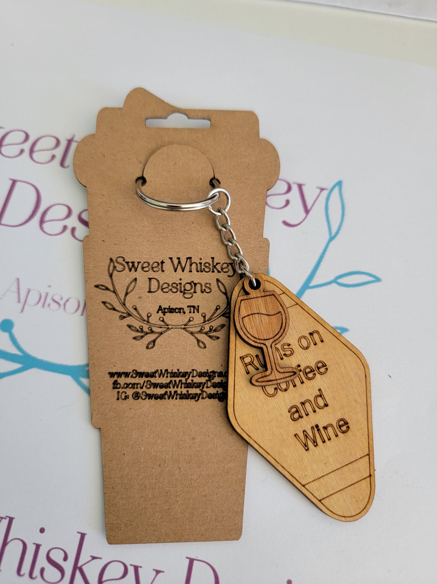 Runs on Coffee and Wine Keychain