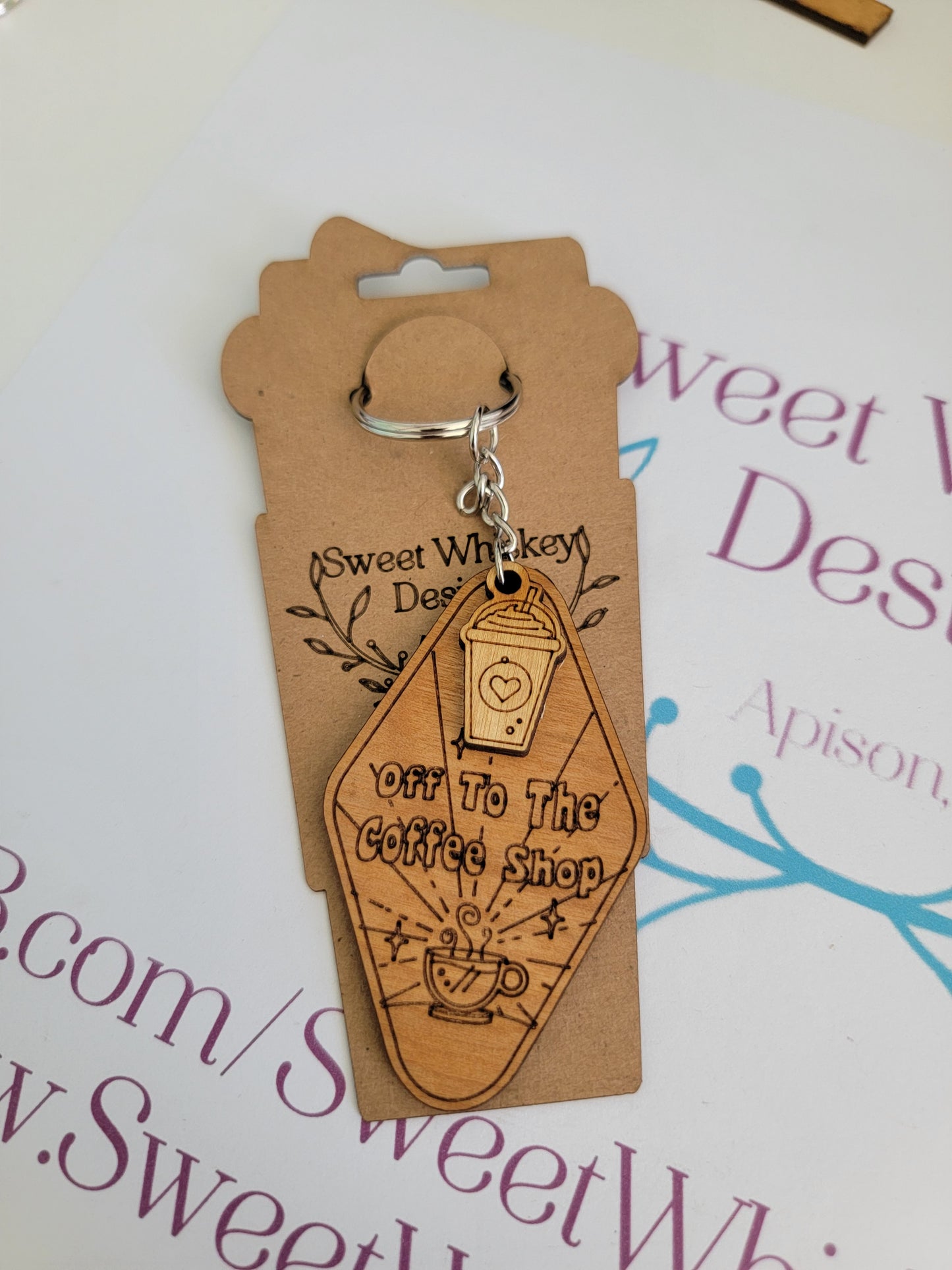 Off to the Coffee Shop Keychain