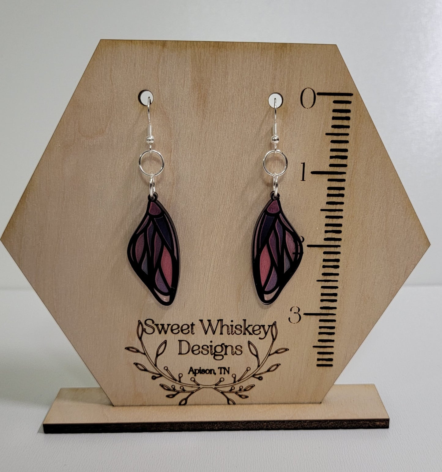 Butterfly Wing Faux Stained Glass Acrylic Dangle Earring.