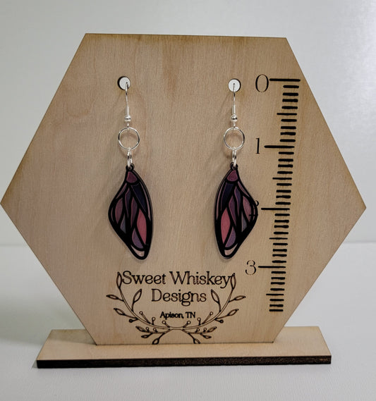 Butterfly Wing Faux Stained Glass Acrylic Dangle Earring.