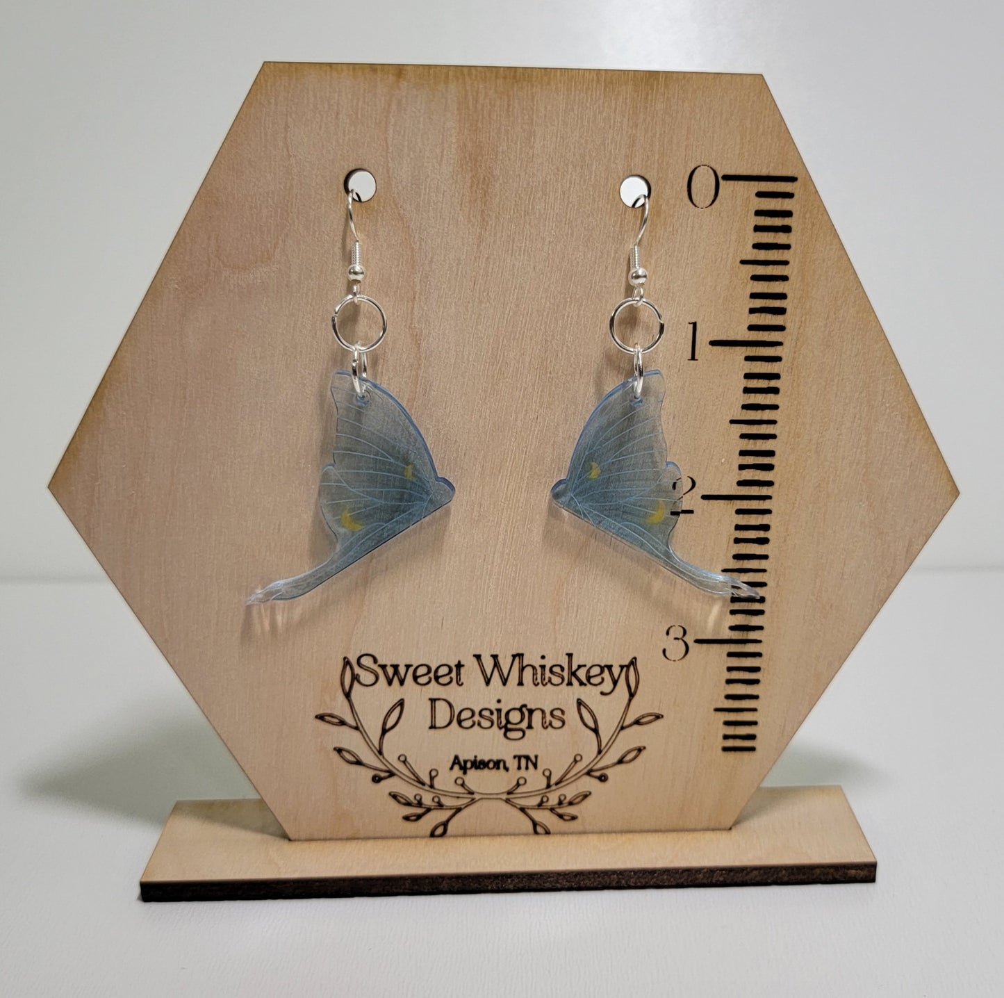 Luna Moth Wing Faux Stained Glass Acrylic Dangle Earring.