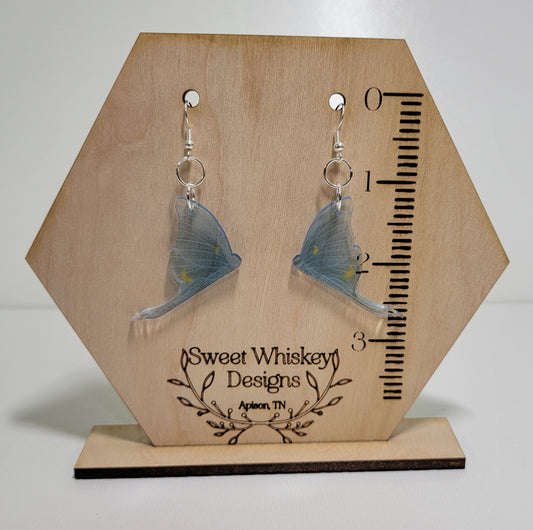 Luna Moth Wing Faux Stained Glass Acrylic Dangle Earring.