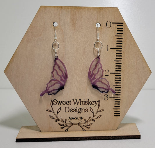 Butterfly Wing Faux Stained Glass Acrylic Dangle Earring.