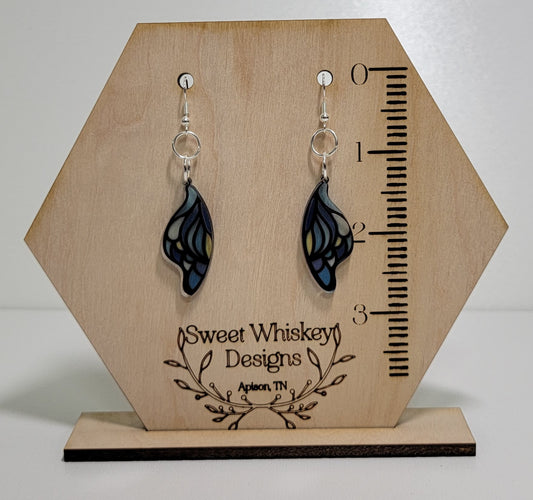 Butterfly Wing Faux Stained Glass Acrylic Dangle Earring.