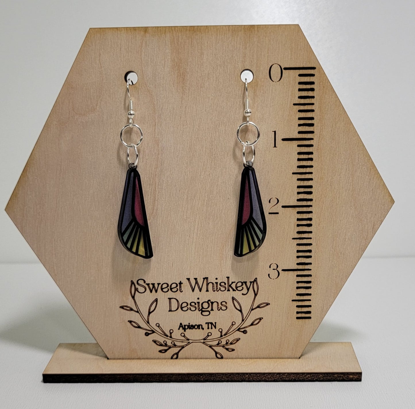 Butterfly Wing Faux Stained Glass Acrylic Dangle Earring.