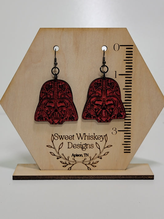 Darth Vader Red Rose Acrylic Dangle Earring.