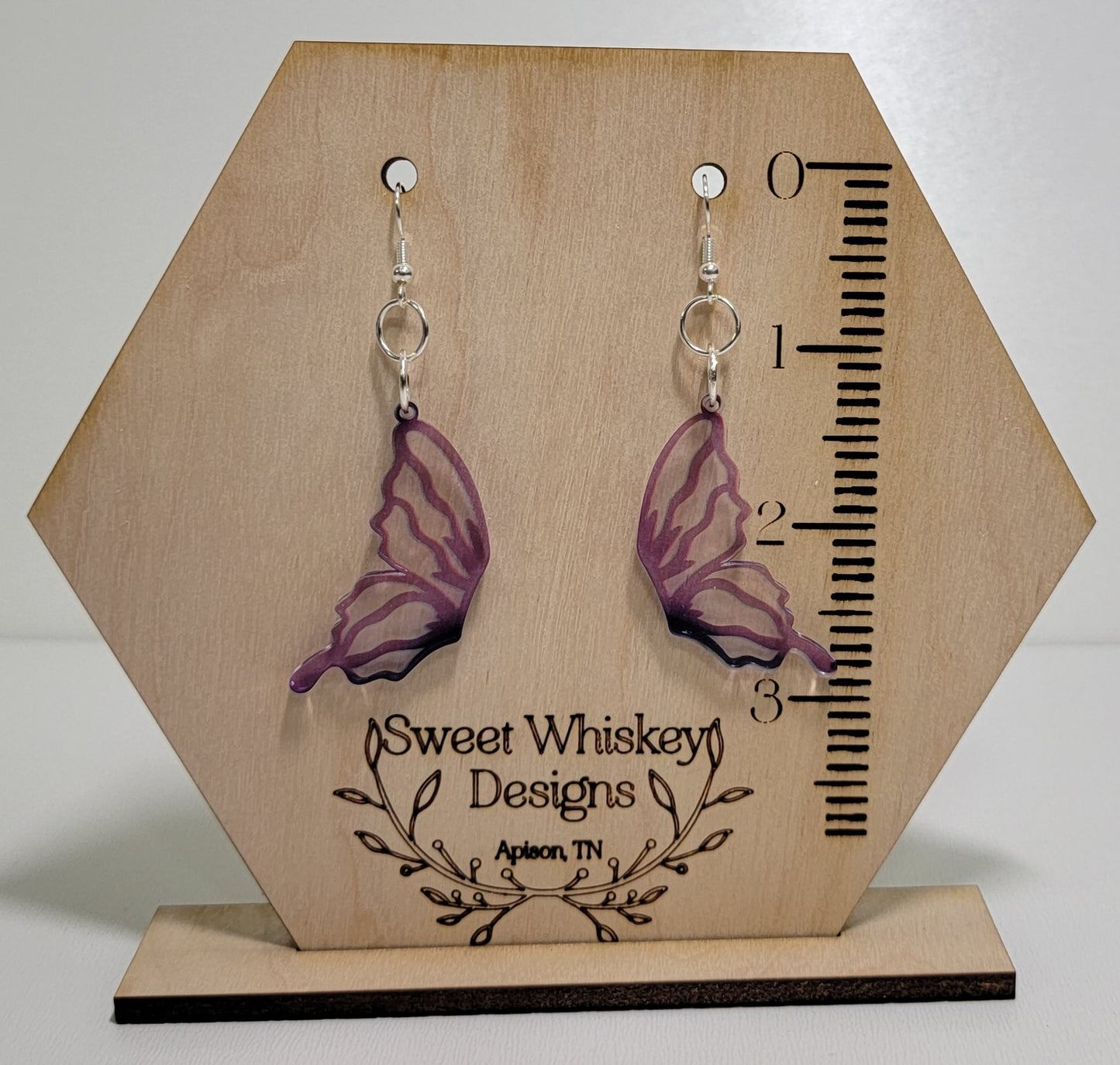 Butterfly Wing Faux Stained Glass Acrylic Dangle Earring.
